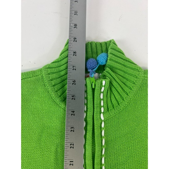 Quacker Factory Women's Green Long Sleeve Full Zip Ski Snow Motif Sweater M - Picture 11 of 16